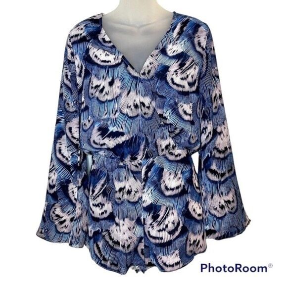 BuddyLove Burke Blue Peacock Long Sleeve Romper Size X-Small - Picture 1 of 9